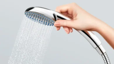 A person bathing using shower head